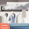 Non Perforated Suction Cup Wall Mounted Folding Clothes Rack Saves Space Room Balcony Invisible Telescopic Clothes Rack