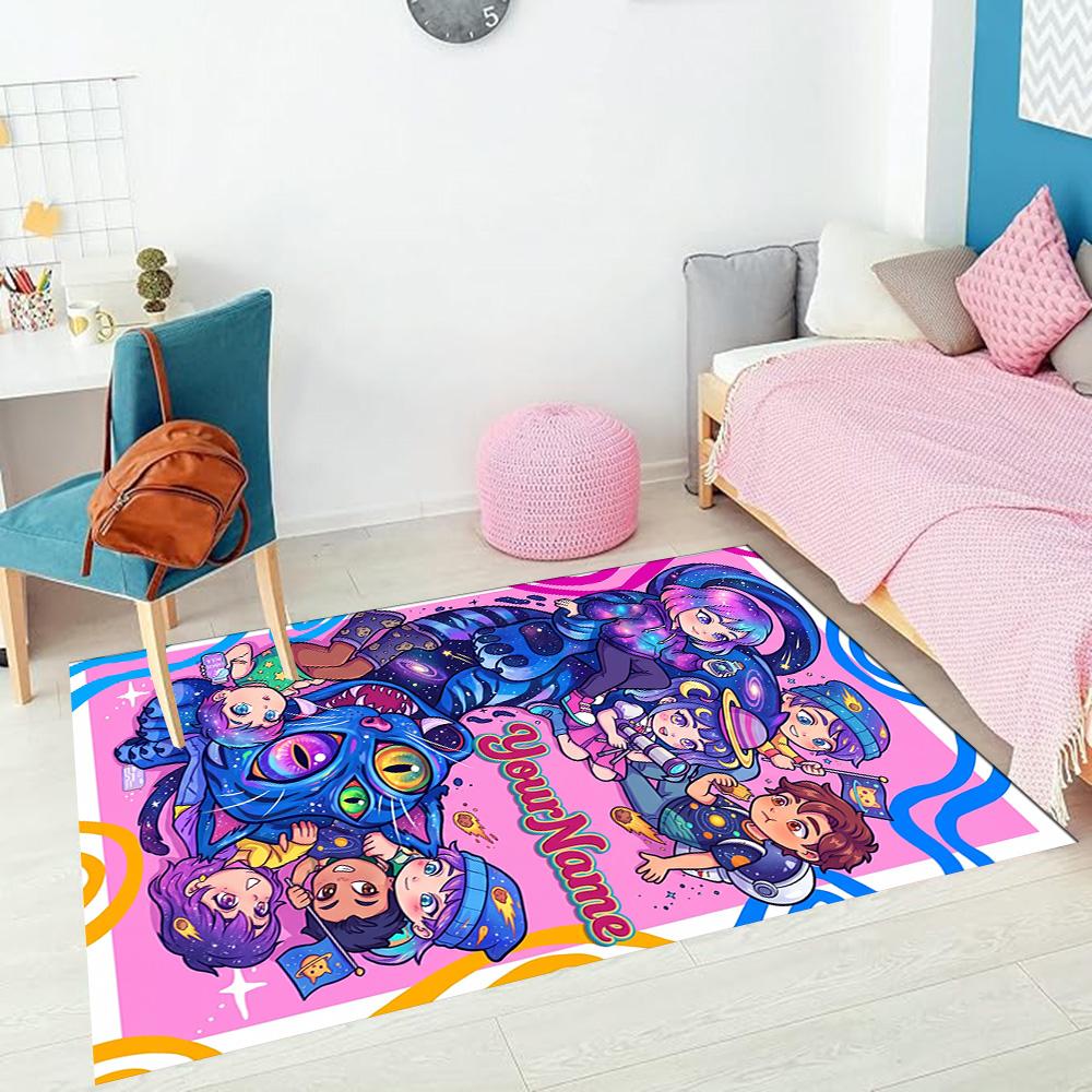 Demon Hunter Girls (2) Customize Your Name Rug, Office Chair Cushion, Home Bedroom Living Room Gift.