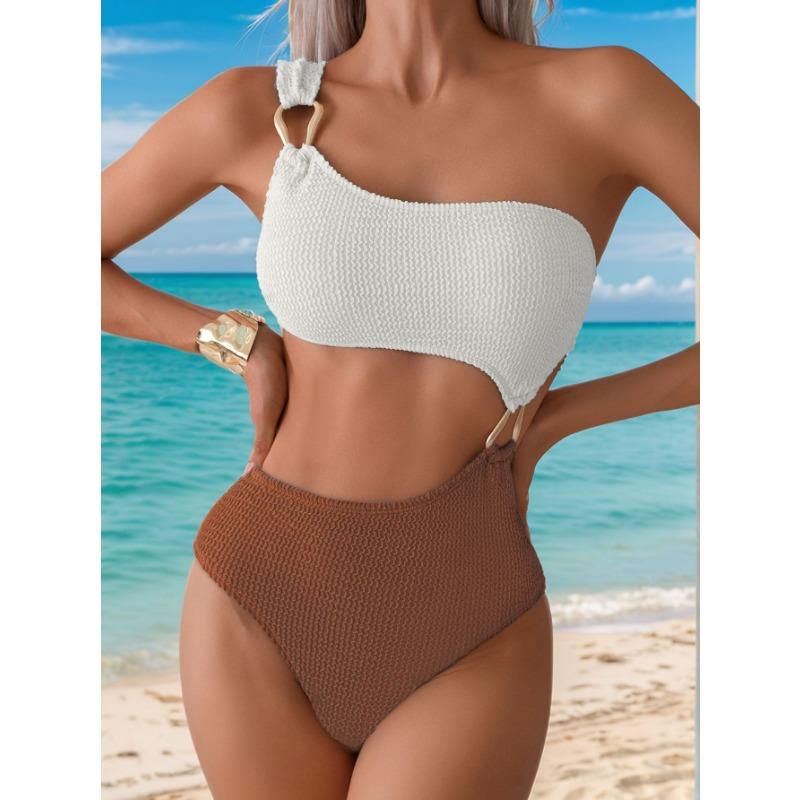 Women's New Color Cutout Sexy Bikini One Piece Swimsuit