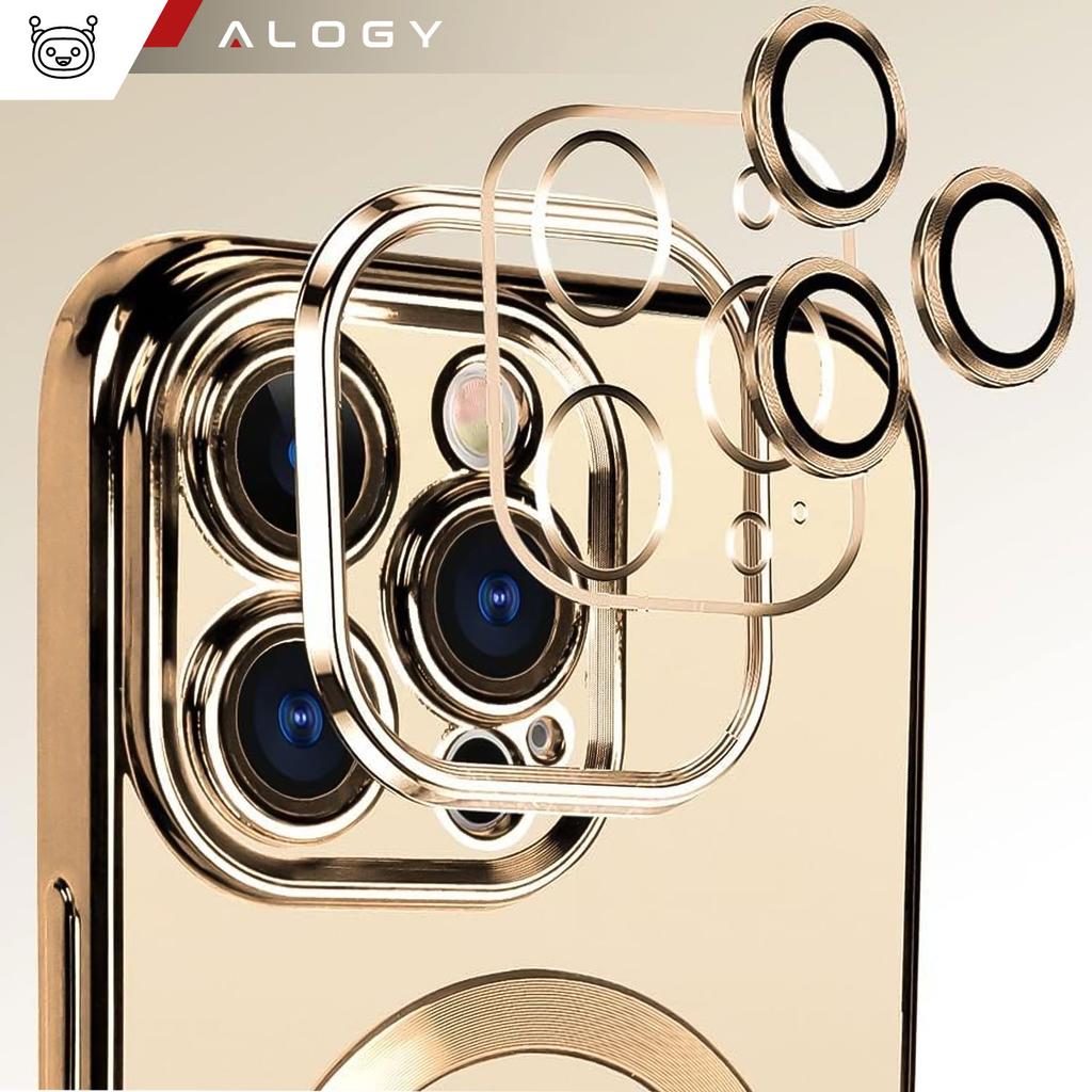 Etui Magsafe Case Do Apple Iphone 14 Pro Max Alogy Glamour Luxury Ring Obudowa Złote Przezroczyste