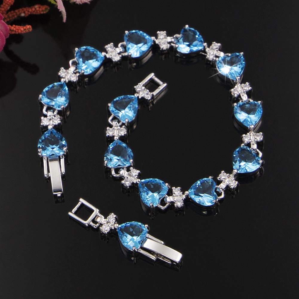 Pulseira Coração Cravejada de Zircônia de Luxo Leve Joia Pulseira Popular em Forma de Coração Moderna que Não Desbota