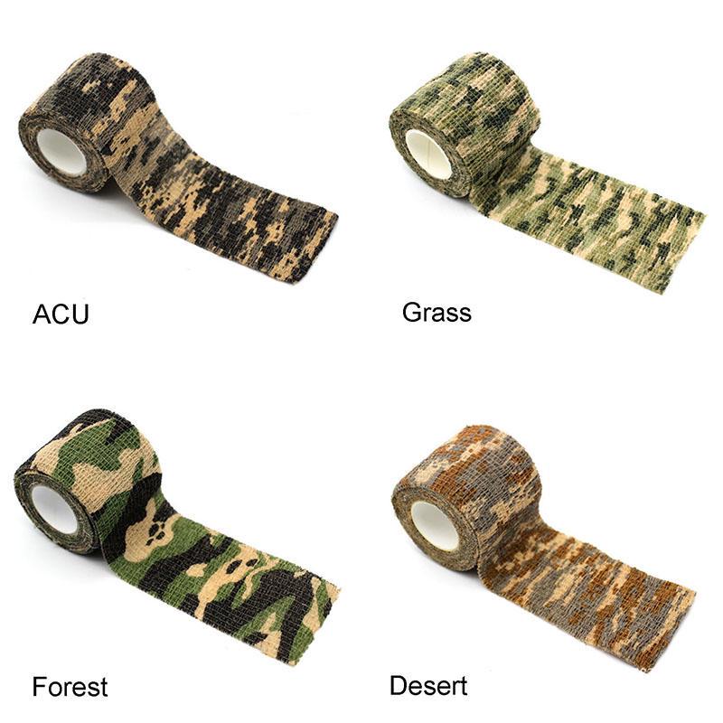 1 Rollo 4.5m Camuflaje Elástico Vendaje Acampada Caza Cinta para Pistola Paños