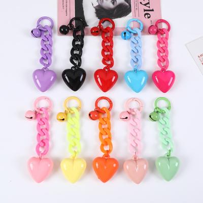 Llavero con forma de corazón hecho a mano, cadena de eslabones de plástico acrílico, llavero para mujeres y niñas, accesorio colgante para bolso, llaves de coche, regalos de joyería