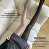 Double-Layer Polka Dot Black Silk Plus Velvet Pantyhose - Sheer Bare Leg Effect, Large Size, Thick for Autumn/Winter