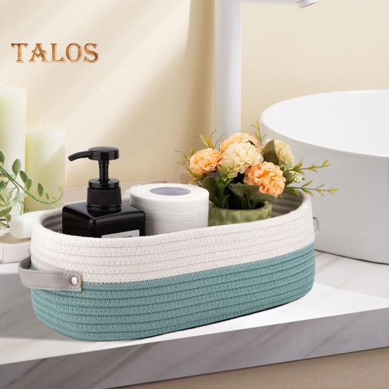Woven Storage Basket with Handles Large Capacity Strong Load-bearing Multipurpose Toys Rectangular Decorative Basket
