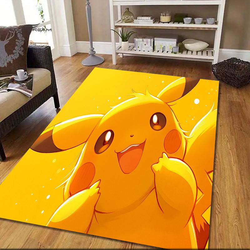 Pikachu Pattern Square Carpet,Area Rug,Carpet Rug for Living Room Bedroom Sofa Playroom Decor,Non-slip Floor Mat,Holiday Birthday Gifts 60cmx90cm