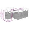 9 Piece Outdoor Dining Set with Cushions Black Poly Rattan