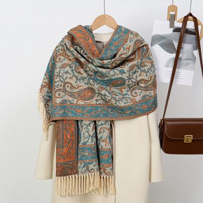 Winter Warm Cashmere Scarf for Women Luxury Print Pashmina Shawl Wrap Neckerchief Female Bufanda Echarpe Design Headband