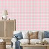 Candy Coral and Light Gray Plaid Wallpaper 50x1000