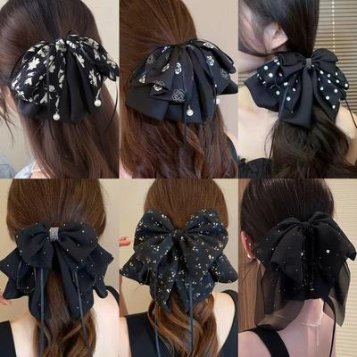 Handgemaakte Chiffon Bloemenstrik Paardenstaartclip voor Volume in het Haar