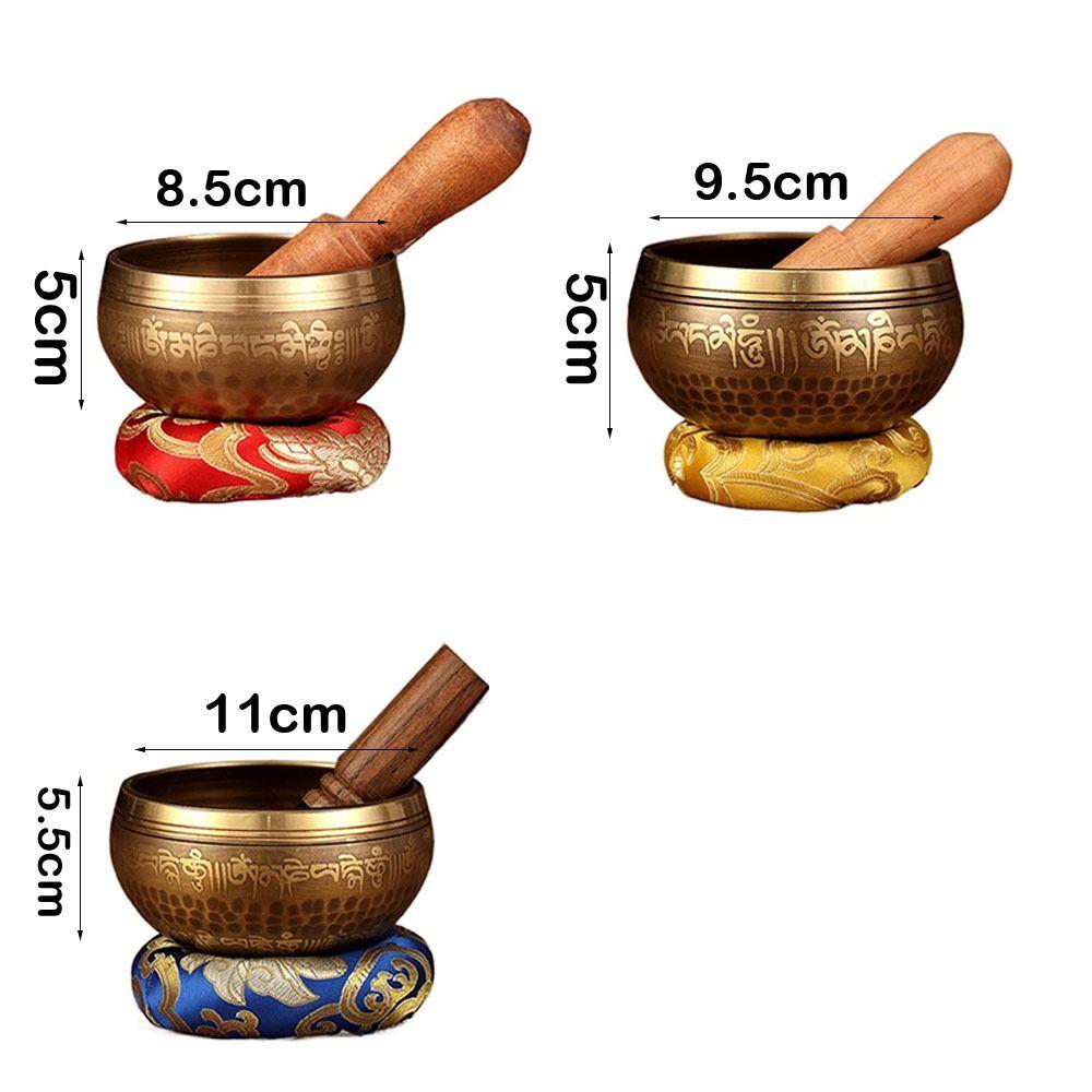 Handmade Nepal Buddha Sound Bowl Stress Relief Yoga Copper Sound Therapy Tibetan Singing Bowl Set Brass Chime