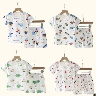 Children's Clothing Summer Short Sleeve Home Sleepwear Children Sets Kids Clothes Boy Girl T-shirt Shorts Cotton Suit Baby