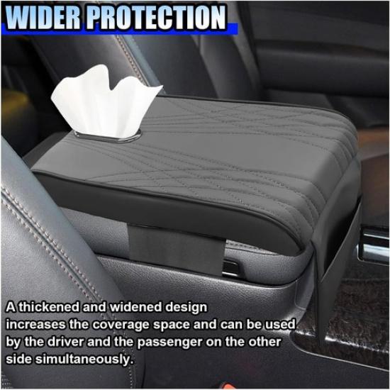Car Center Console Cover, Memory Cotton Car Armrest Cushion with Tissue Gray