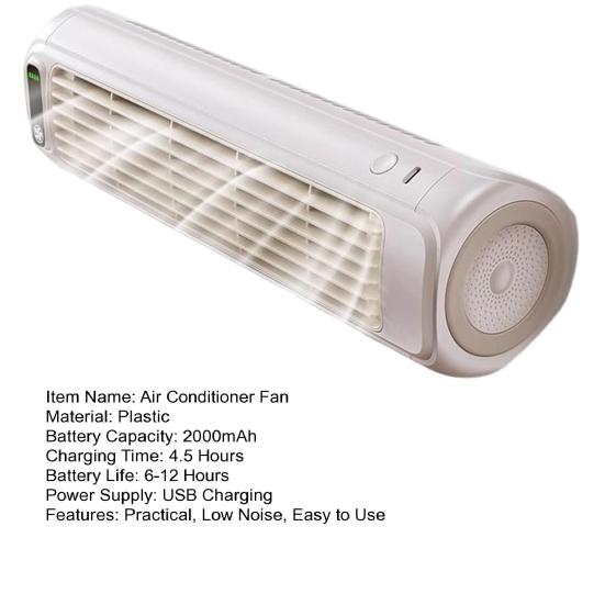 Portable Tower Fan Air Conditioner Fan Strong Airflow 3 Speeds Low Noise Rechargeable Quiet Energy Efficient Fan