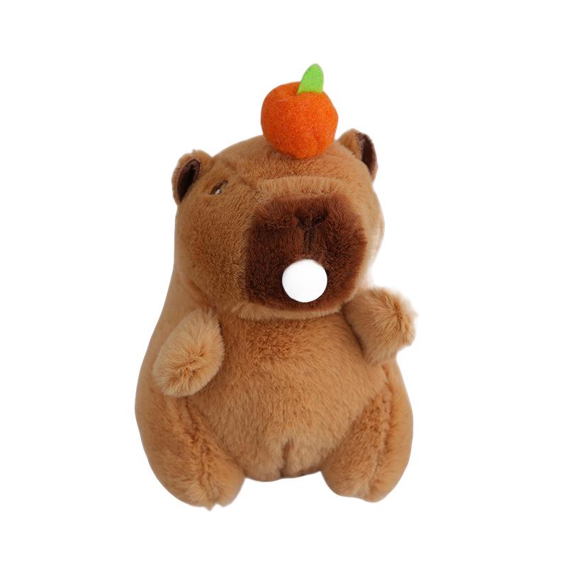 Plyšová klíčenka Kapybara s bublajícím a třesoucím se zvukem - Roztomilá ozdoba a panenka do drápkového automatu