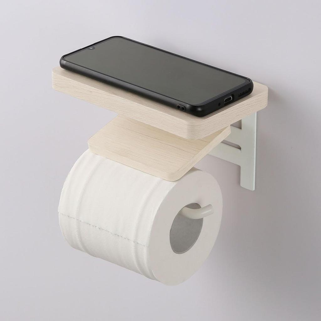 Nitori CS01 8530813 Single-Roll Toilet Paper Holder with Shelf Whitewash Direct from Japan