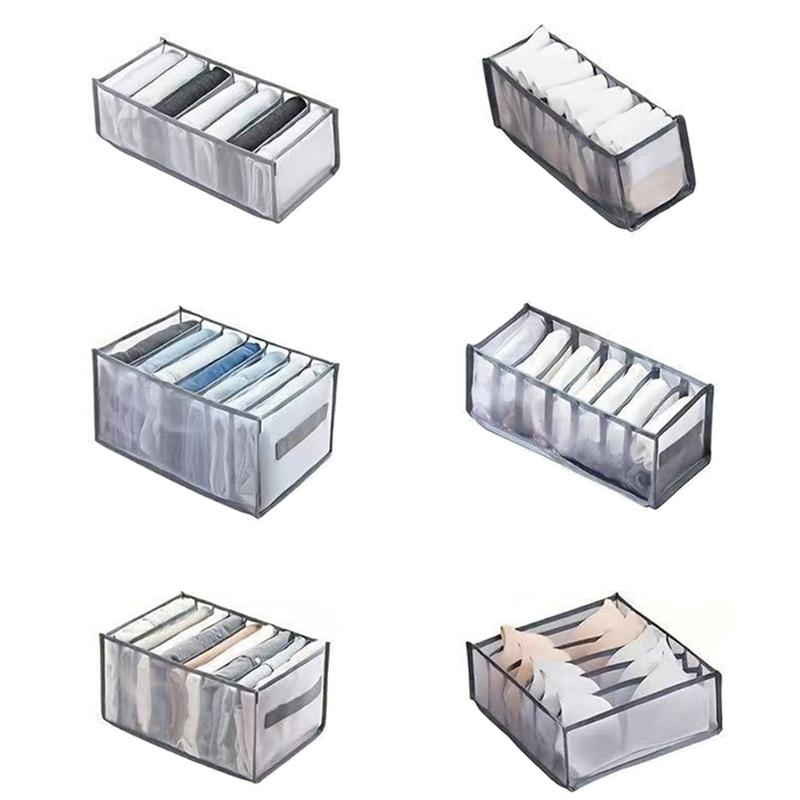 M-Modern-Home For Sock Storage Box-Closet Organizer 6PC Underwear Separated 7/9/11 Grids Foldable Drawer For Jeans Bra