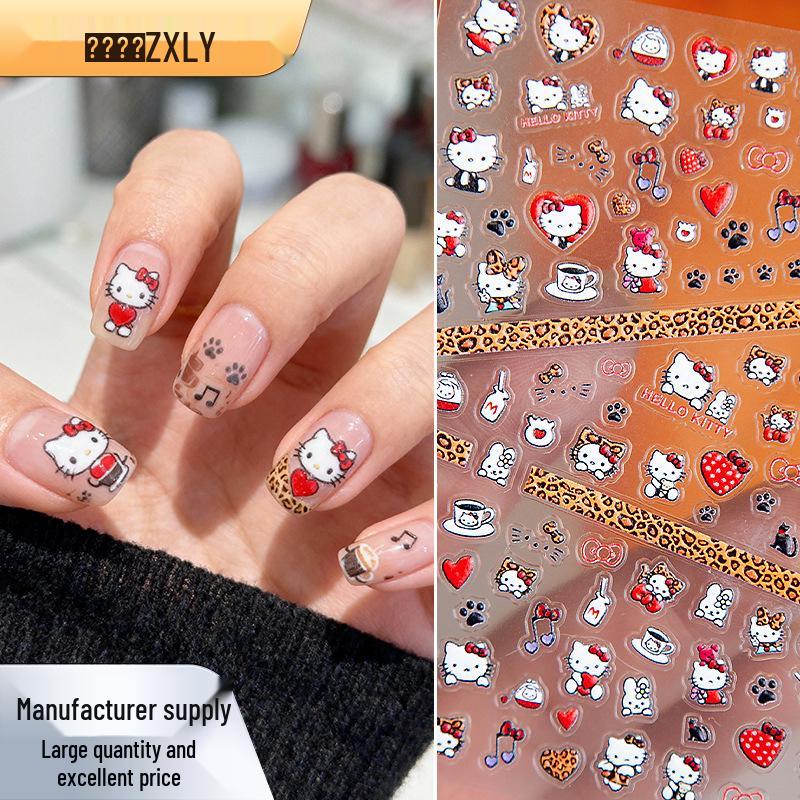 Hello Kitty Nail Art Stickers – Cartoon Manicure Tips in Stock