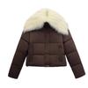 Down Padded Jacket  Winter  Design Sense Splicing Large Lapel Padded Jacket Down Padded Jacket