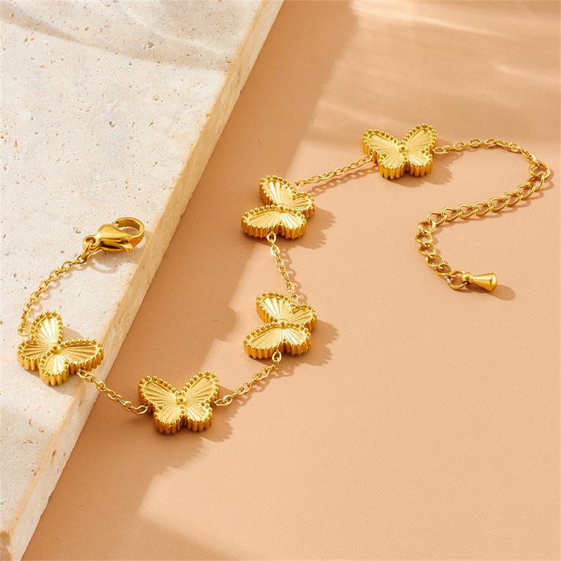 Stainless Steell Butterfly Bracelet Necklace Bracelet Earrings for Women Girl Hand Chain Jewelry Gift