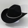 New light luxury top hat British cowboy hat Rhinestone gemstone accessories hat strap hat Panama hat