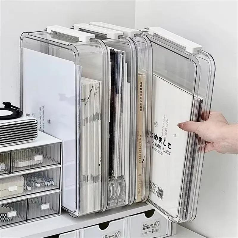 Scatola Trasparente in Acrilico per Organizzazione Carta da Scrivania, Organizzatore Documenti Formato A4, Porta Carte per Casa Anti-Polvere