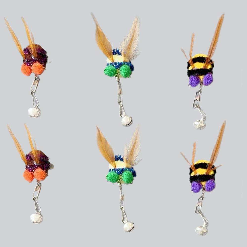 5 Stück Künstliche Bienen Ersatzkopf Honigbiene Katzen Spielzeug Zubehör Lustiger Teaser Stock Interaktive Stange Haustier Spielzeug