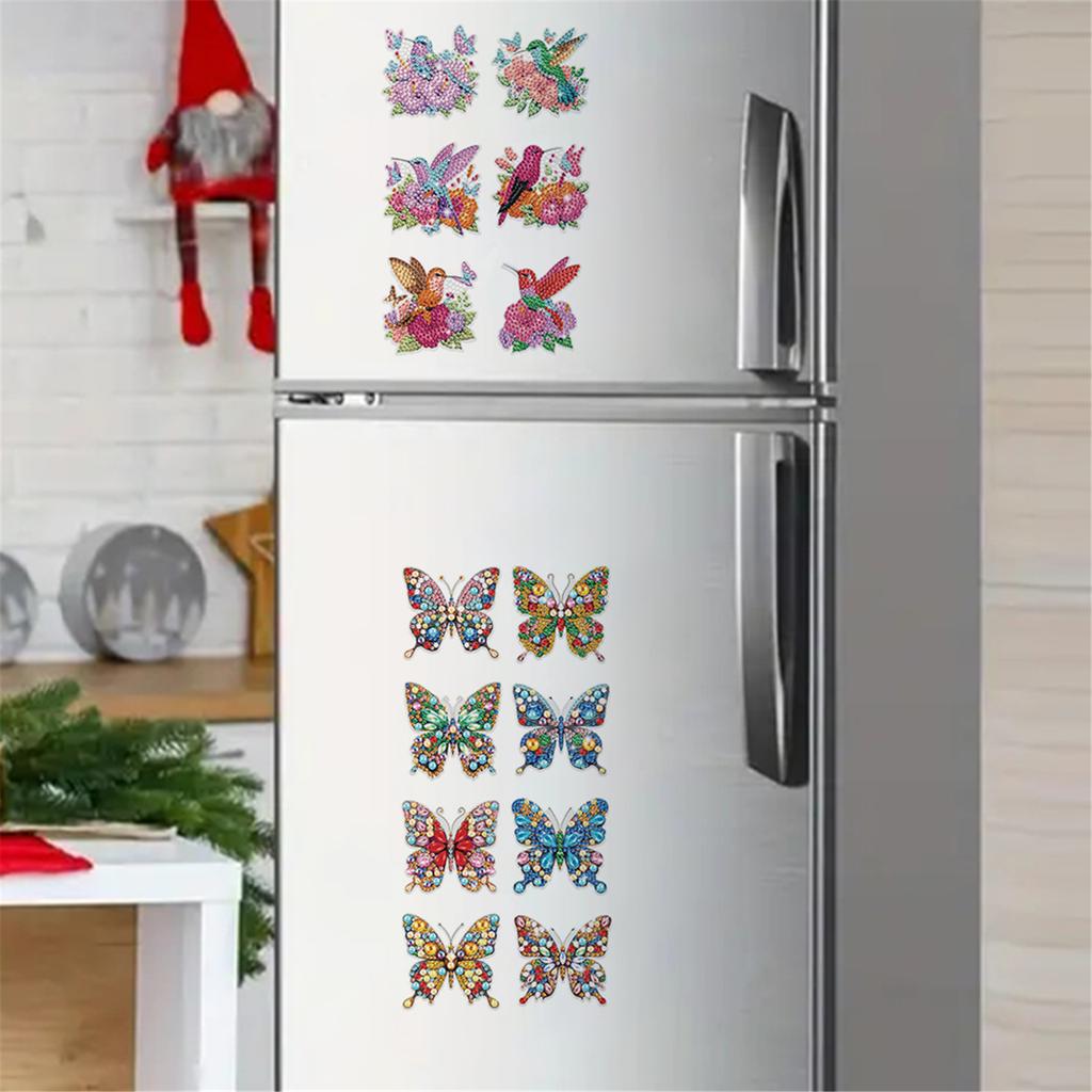16Pcs Butterfly Hummingbird DIY Diamond Art Magnets Magnetic Diamond Art Decor Diamond Painting Art Refrigerator Magnets
