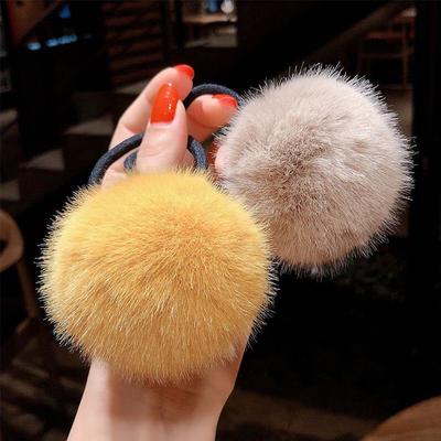 Elastic Hair Ties Pompom Plush Plush Hair Rope Hair Accessories Pompom Rubber Band Ponytail Holder
