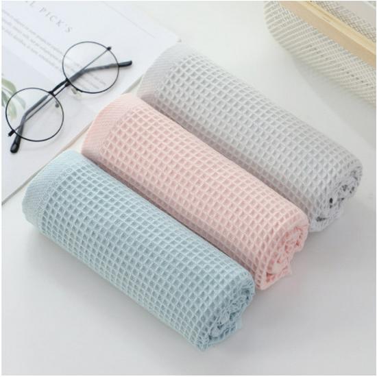 Japanese Style Pure Cotton Waffle Face Towel - Absorbent, Lint-Free, Honeycomb Design
