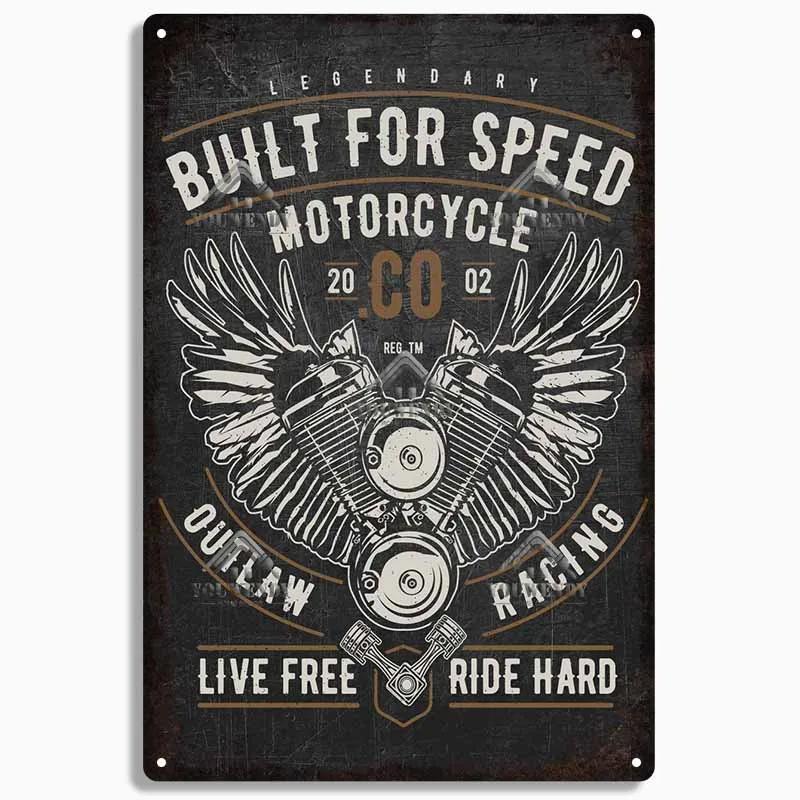 Born to Ride Motorcycle Tin Signs, Retro Metal Sign Plaque, Vintage Wall Decor, Garage, Bar, Man Cave, Decorative Plate