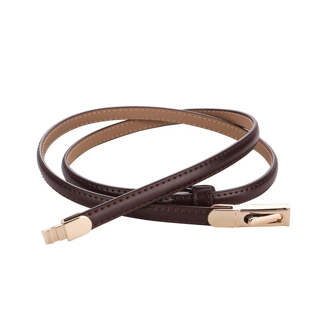 Luxury Ladies Slim Waist Belt Retro Spring Buckle Design Leather Belt Adjustable Length Skinny Belt