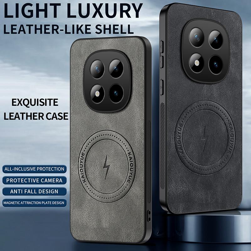 Luxury Leather Texture Wireless Charging Magnetic Case For Xiaomi Poco M8 Pro Pocom8Pro 5G ShockProof Phone Cover