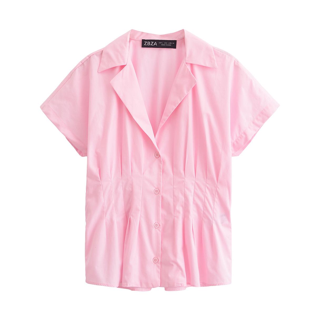 

Весна 2025 Женская приталенная повседневная рубашка в европейском и американском стиле с V-образным вырезом Large розовый