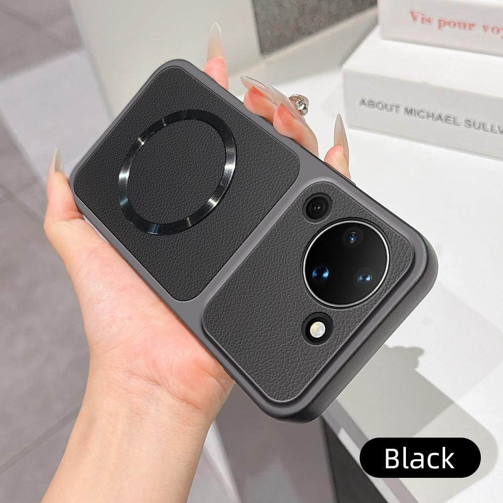 For Magsafe Wireless Charging Case For Huawei Pura 90 80 70 Ultra P60 P50 P40 Pro Plus Coque Candy PU Lambskin Soft Back Cover
