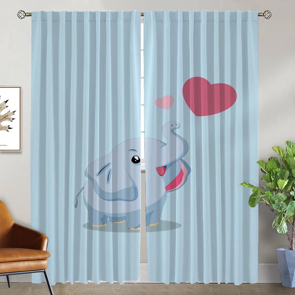 

Elephant Curtains for Bedroom Blackout Curtain for Room 2 Panel Partition Shades Halloween Decoration Home Interior Curtains W50xH70cmx2pcs-CL