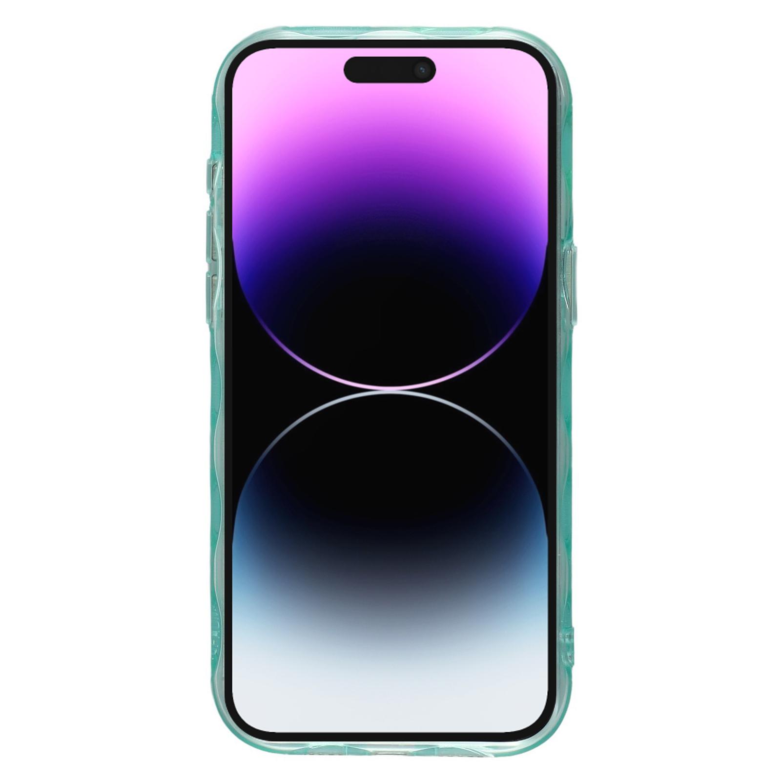 

For iPhone 14 Pro Case Inner Wave Pattern TPU+Acrylic Phone Cover Beige