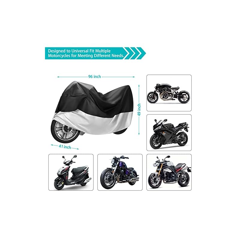 Hanmir Motorcycle Cover, 190T Thick, Heat Resistant, Waterproof, Water Repellent, UV Protection, Anti-theft, Windproof, Dustproof, Rainproof,