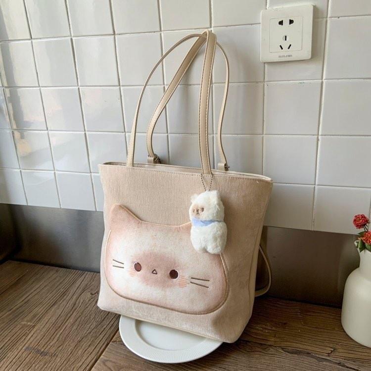 Cartoon Cute Cat Plush Backpack With Creative Design For Girls Daily Use