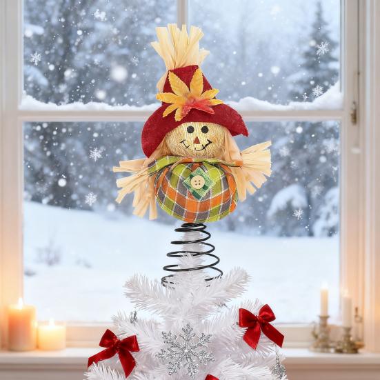 Thanksgiving Scarecrow Miniature Fall Scarecrow Tree Topper 8 Inches Miniature Harvest Autumn Ornaments for Farmhouse Home Party Supplies