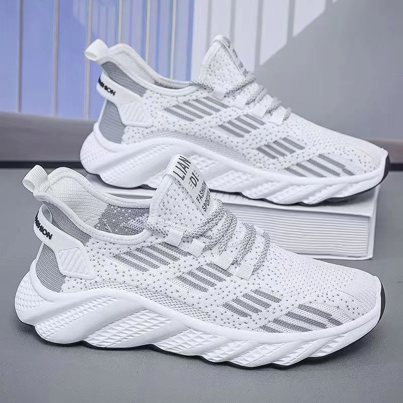 

Fashion Spring and summer new mesh breathable men s shoes, thin, anti slip and wear-resistant running sports and leisure shoes 44 белый