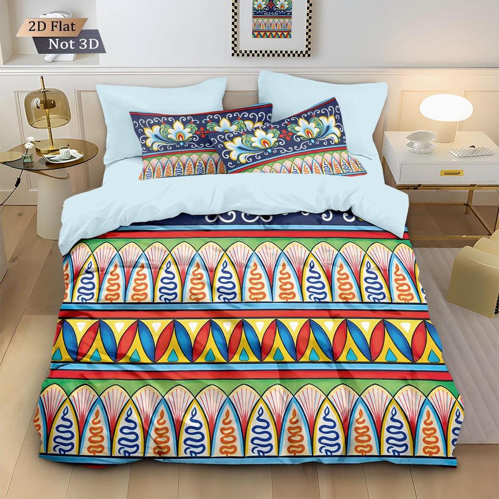 Duvet Cover Set med Keramiskt Kakelmönster - Digitaltryck, 3-delat Sängkläder