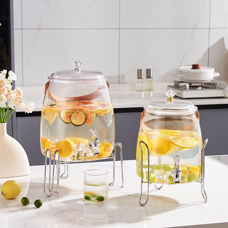 Glass Fruit Tea Beverage Dispenser with Faucet