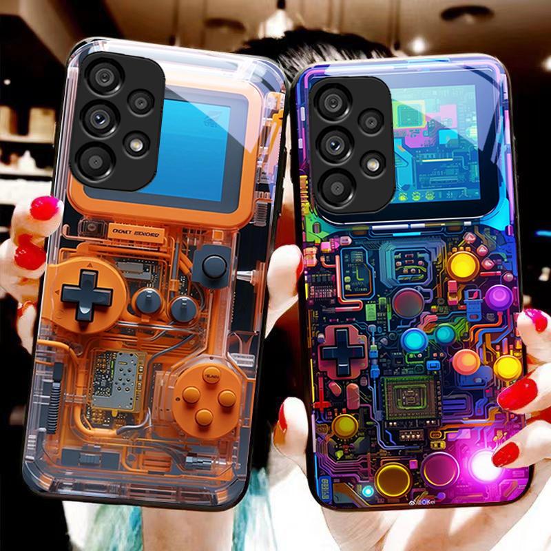 Zábavní stroj pro Samsung Galaxy S 8 9 10 20 Plus 21 FE 22 23 24 Ultra S7 Edge Černý Tvrzené Sklo Kryt na Telefon Pevný Kryt