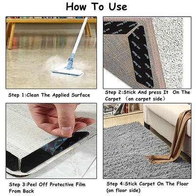 Carpet Non-Slip Sticker Reusable Washable Anti-Slip Mat Anti Curling Rug Pads Floor Carpet Corner Clip Fixed Grippers Tape