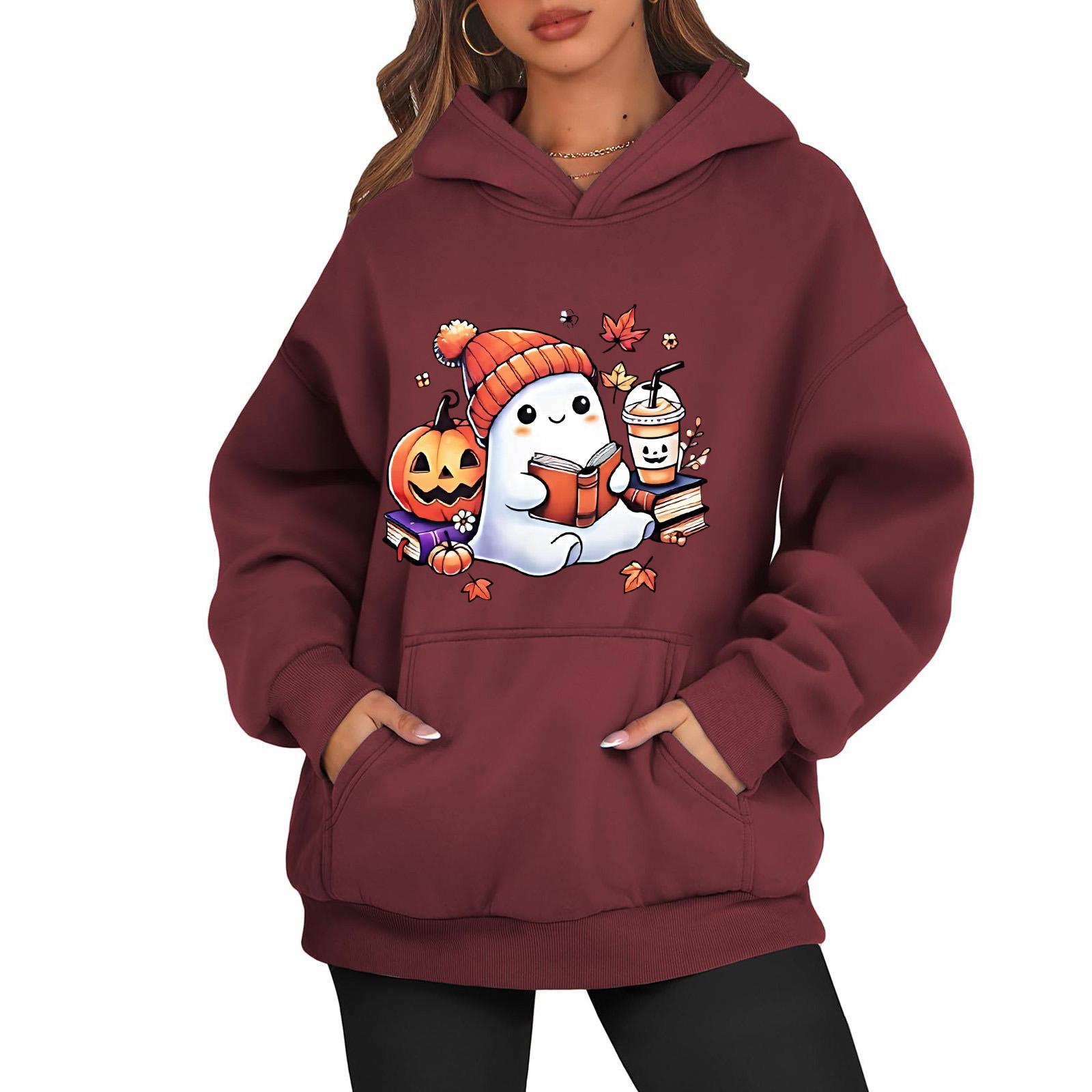 

Женская модная повседневная универсальная повседневная толстовка с капюшоном, повседневная толстовка с длинными рукавами и нашивками сверху XL винный