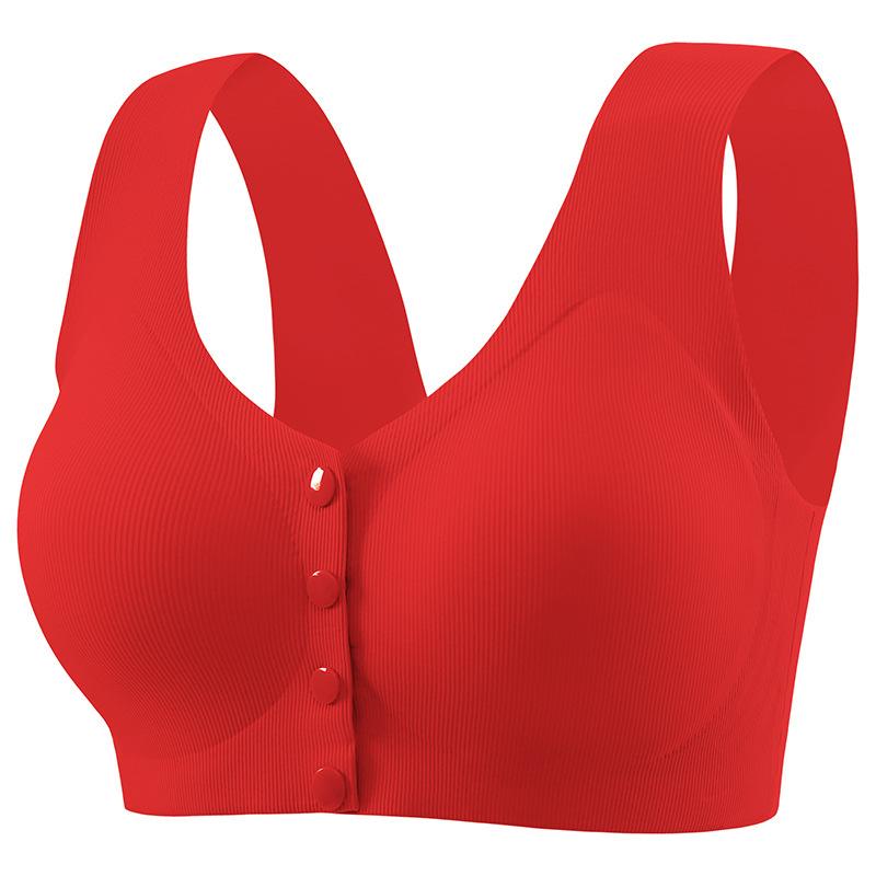 Seamless Ice Silk Bra Mature Women Front Closure Fixed Cup Thin Wireless Tank Top Sports Bra Push Up Comfortable Supportive Underwear