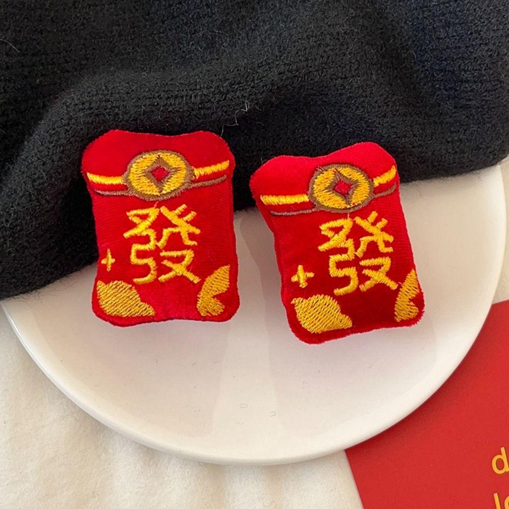 

Barrettes Plush Hairpin Red New Year Headwear Cute Red Envelope Hair Clip Autumn Winter