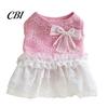 Lace Pet Dress Knitted Sleeveless Dog Dress, White Tutu Puppy Princess Cute Girl Small Clothes with Faux Pearl Bow, Summer Female for Dogs Party