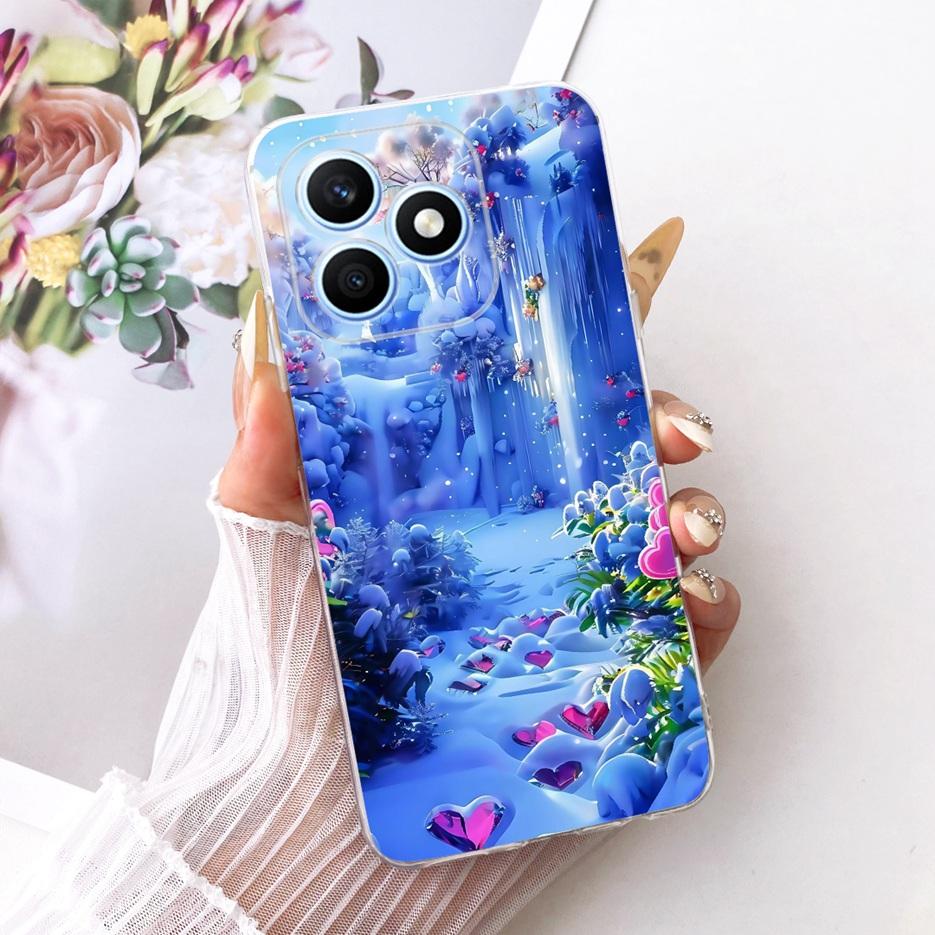 For Honor X8d 4G Case Cute Love Heart Painted Cover Soft Silicone Slim Phone Case For Honor X8d X 8d HonorX8d 4G Back Cover Bags